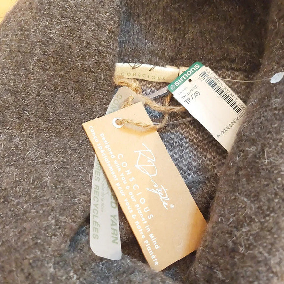 RD STYLE micro houndstooth plush cowl turtleneck sweater nwt size XS - Picture 3 of 6